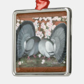 Fantail Pions Matched Pair Silbernes Ornament (Links)
