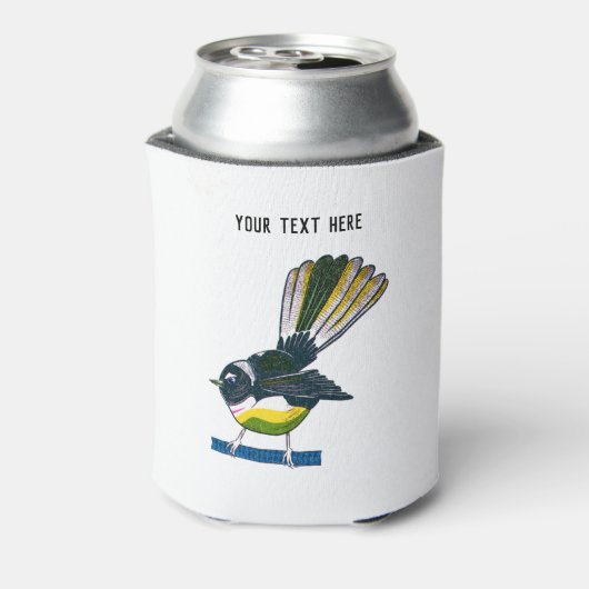 Fantail Retro NZ Vogelprint Dosenkühler (Kanne Rückseite)