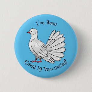 Fantail Taube Cartoon Illustration Button