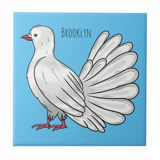 Fantail Taube Cartoon Illustration Fliese (Vorderseite)