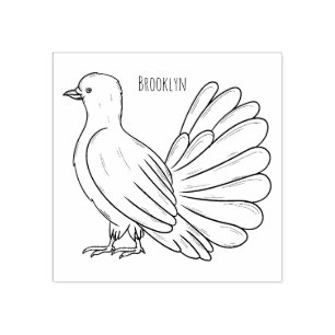 Fantail Taube Cartoon Illustration Gummistempel