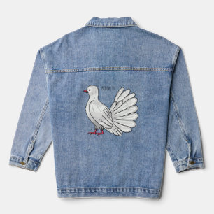 Fantail Taube Cartoon Illustration Jeansjacke