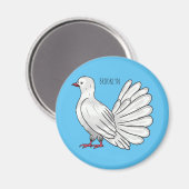 Fantail Taube Cartoon Illustration Magnet (Vorderseite/Rückseite)