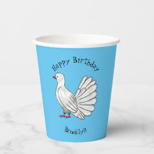 Fantail Taube Cartoon Illustration Pappbecher