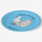 Fantail Taube Cartoon Illustration Pappteller (Schrägansicht)