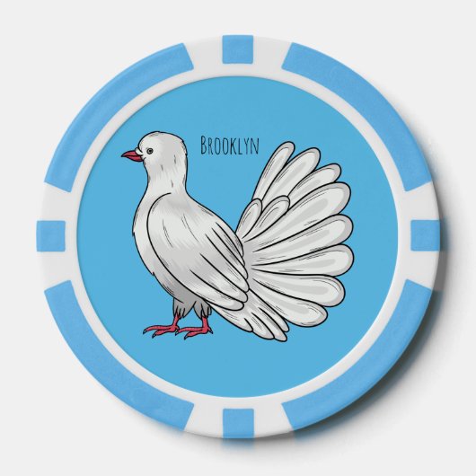 Fantail Taube Cartoon Illustration Pokerchips (Vorderseite)