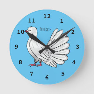 Fantail Taube Cartoon Illustration Runde Wanduhr