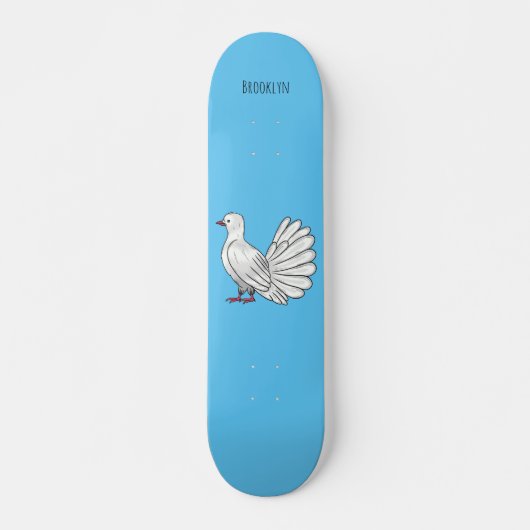 Fantail Taube Cartoon Illustration Skateboard (Vorne)