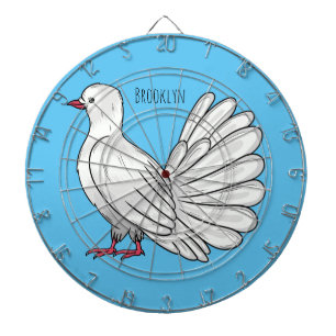 Fantail Taube Vogel Cartoon-Illustration Dartscheibe