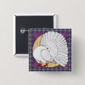 Fantail Taube weiß mit Hintergrund Button (Vorne & Hinten)