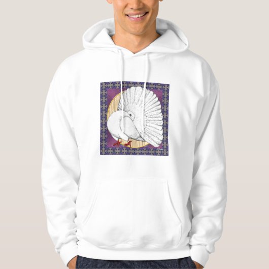 Fantail Taube weiß mit Hintergrund Hoodie (Vorderseite)