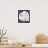 Fantail Taube weiß mit Hintergrund Poster (Küche)