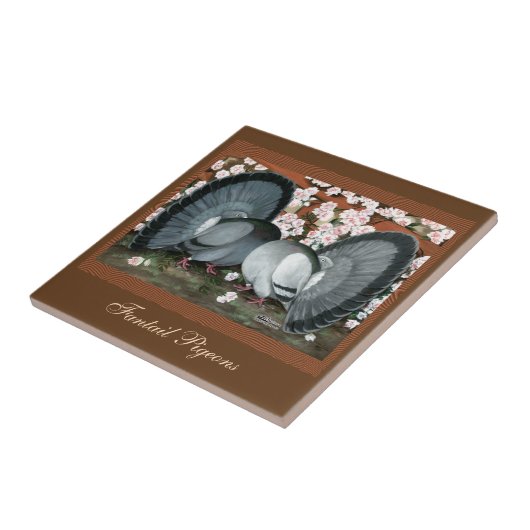 Fantail-Tauben gepaart Fliese (Seite)