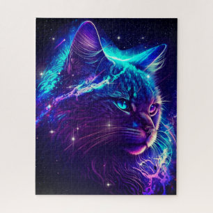 Fantasie Abstrakte Niedliche Galaxie Weltraumkatze Puzzle