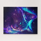 Fantasie Abstrakte Niedliche Galaxie Weltraumkatze Puzzle (Horizontal)