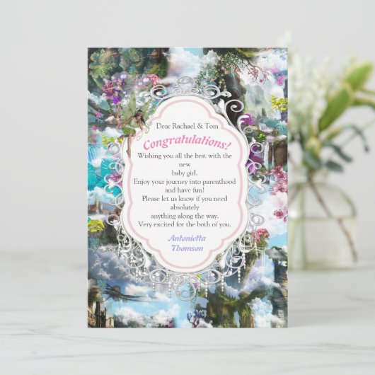 Fantasie Andere Welten in den Wolken Danke Karte (Stehend Vorderseite)