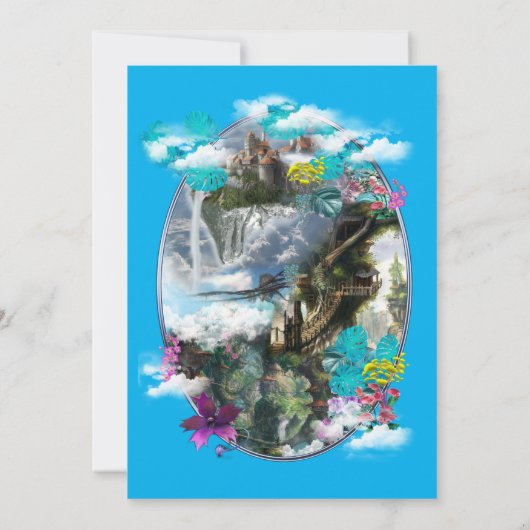 Fantasie Andere Welten in den Wolken Danke Karte (Rückseite)