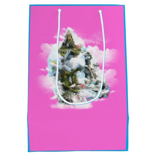 Fantasie Andere Welten in den Wolken Mittlere Geschenktüte (Rückseite)