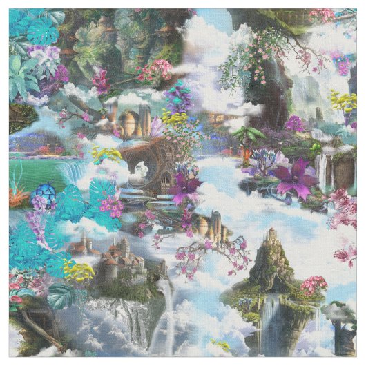 Fantasie Andere Welten in den Wolken Stoff (Nahaufnahme)