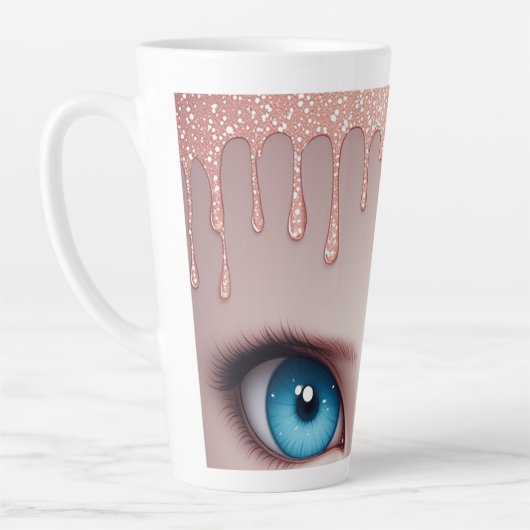 Fantasie Blaue Augen mit Tröpfchen Milchtasse (Links)