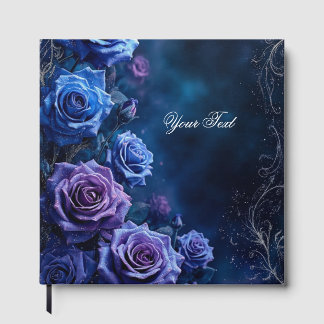 Fantasie Blaue und Violette Hochzeitsrosen Gästebuch