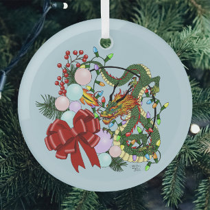 Fantasie-Chinesischer-Drache-Weihnachtskranz Fanta Ornament Aus Glas
