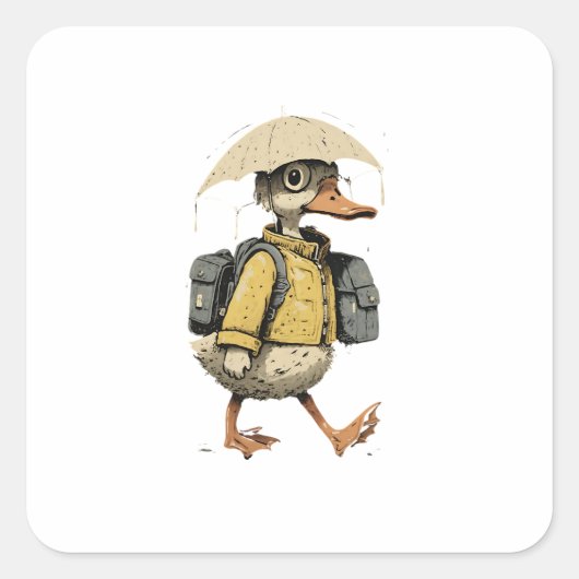 Fantasie-Comic-Ente Quadratischer Aufkleber (Vorderseite)