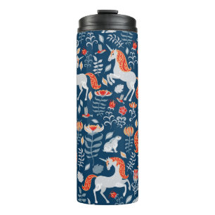 Fantasie der Menschen: Einhörner, Kaninchen, Vögel Thermosbecher