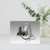 Fantasie der Schwarzen und Weißen Drachen Postkarte (Stehend Vorderseite)