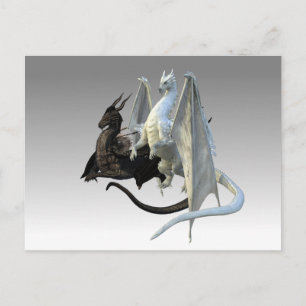 Fantasie der Schwarzen und Weißen Drachen Postkarte