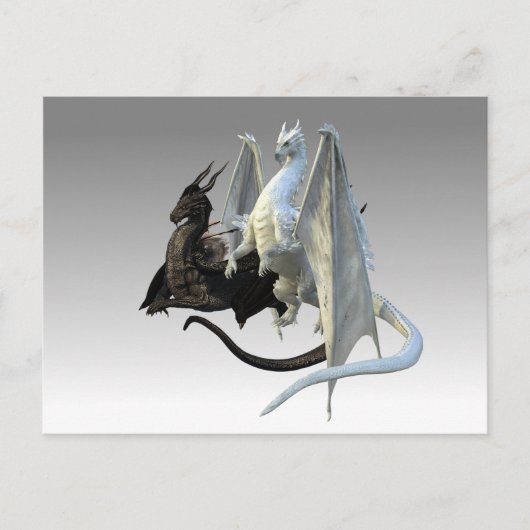 Fantasie der Schwarzen und Weißen Drachen Postkarte (Vorderseite)