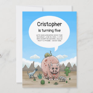 Fantasie-Dinosaurier-Geburtstag Einladung