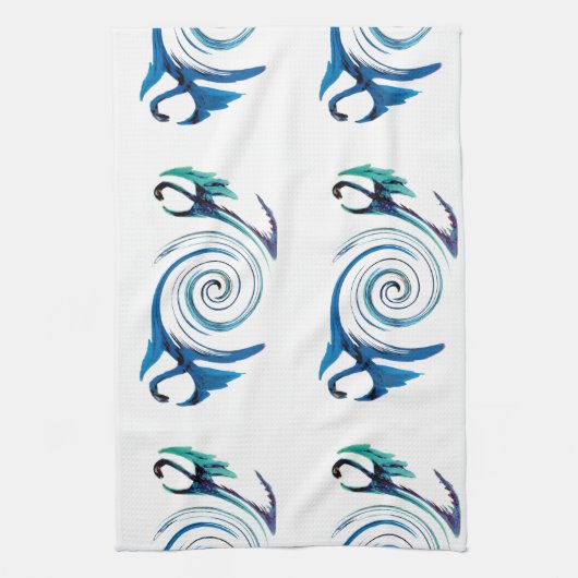 Fantasie-Drache-Strudel Geschirrtuch (Vertikal)