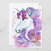 Fantasie-Einhorn-Aquarell Dankeskarte (Vorne/Hinten)