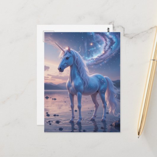 Fantasie-Einhorn Postkarte (Vorderseite/Rückseite Beispiel)
