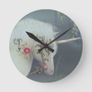 Fantasie-Einhorn-Uhr Runde Wanduhr