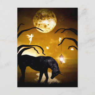 Fantasie Einhorn und Feen Postkarte