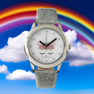 Fantasie-Einhornsilberprinzessingesichts-Namenuhr Armbanduhr