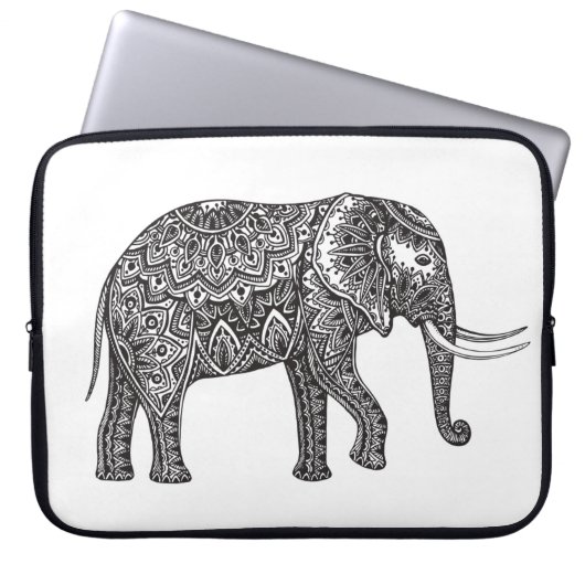Fantasie-Elefant-Gekritzel Laptopschutzhülle (Vorderseite)