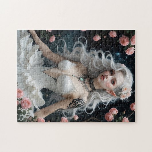 Fantasie Elegant: Elf mit Rose Puzzle (Horizontal)