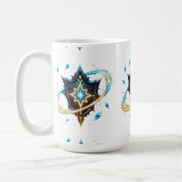 Fantasie-Emblem mit schwebenden Klingen – Magische Kaffeetasse
