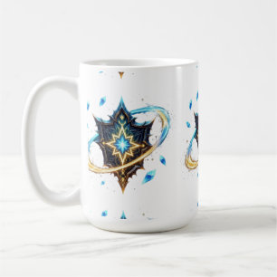 Fantasie-Emblem mit schwebenden Klingen – Magische Kaffeetasse