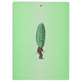 Fantasie-Essiggurken-Mann-Brown-Anzug Klemmbrett (Rückseite)