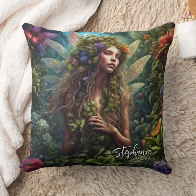 Fantasie Fee im Garten Kissen (Decke)