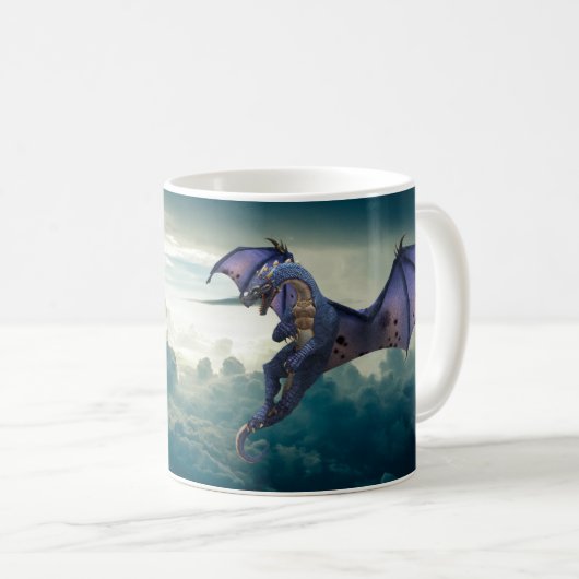 Fantasie fliegender Drache Wolken Kaffeetasse (VorderseiteRechts)