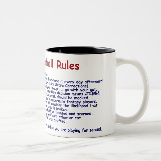 Fantasie-Fußball-Regeln Zweifarbige Tasse (Rechts)