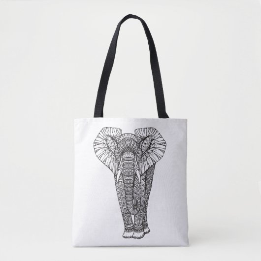 Fantasie-gemustertes Elefant-Gekritzel 2 Tasche (Vorderseite)