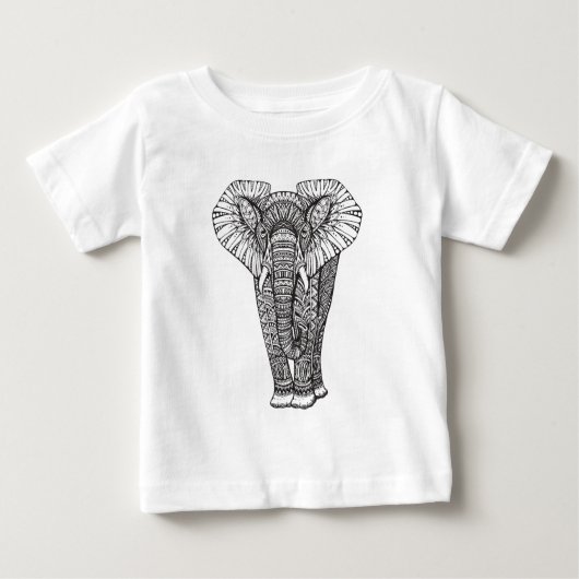Fantasie-gemustertes Elefant-Gekritzel Baby T-shirt (Vorderseite)