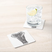 Fantasie-gemustertes Elefant-Gekritzel Rechteckiger Pappuntersetzer (Vor Ort)