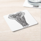 Fantasie-gemustertes Elefant-Gekritzel Rechteckiger Pappuntersetzer (angewinkelt)